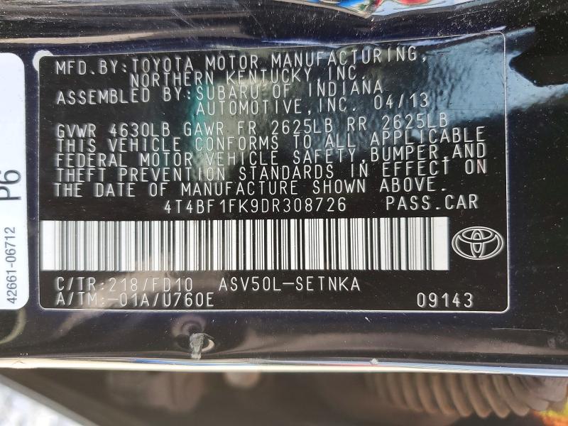 Продажа на аукционе авто 2013 Toyota Camry, vin: 4T4BF1FK9DR308726, номер лота: 54173366