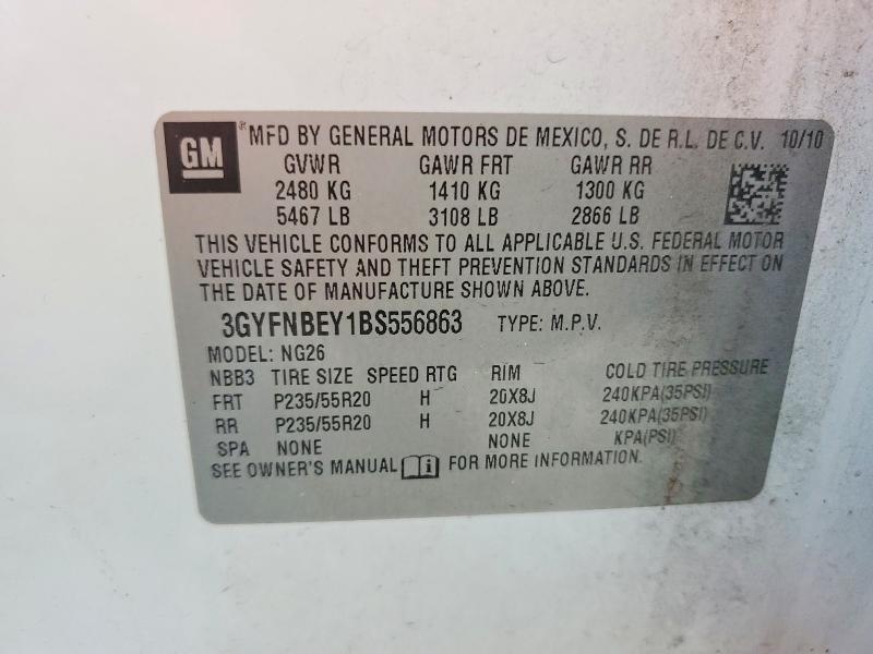 2011 Cadillac Srx მანქანა იყიდება აუქციონზე, vin: 3GYFNBEY1BS556863, აუქციონის ნომერი: 52339326