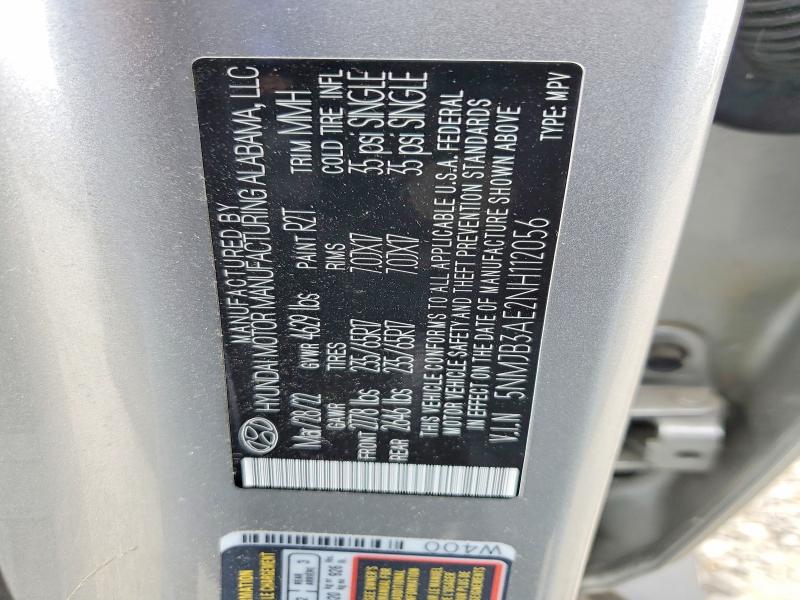 2022 Hyundai Tucson მანქანა იყიდება აუქციონზე, vin: 5NMJB3AE2NH112056, აუქციონის ნომერი: 52559616