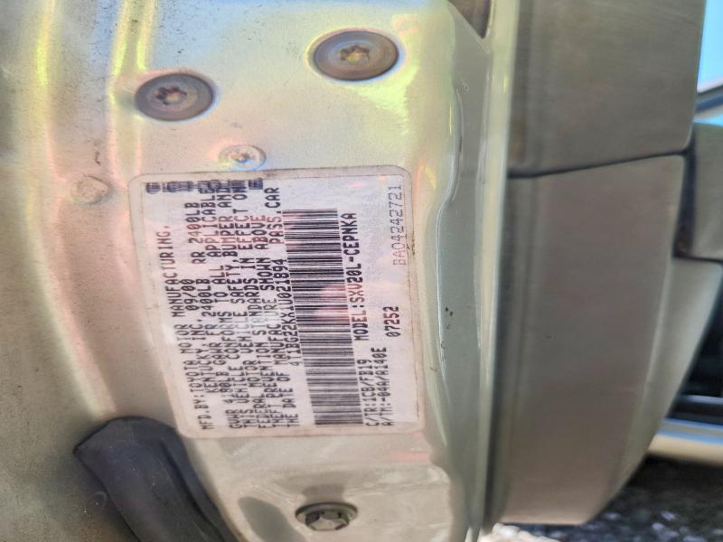 2001 Toyota Camry მანქანა იყიდება აუქციონზე, vin: 4T1BG22KX1U021894, აუქციონის ნომერი: 55082096