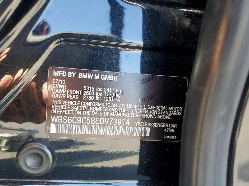 53749696 :رقم المزاد ، WBS6C9C58EDV73914 vin ، 2014 Bmw M6 مزاد بيع