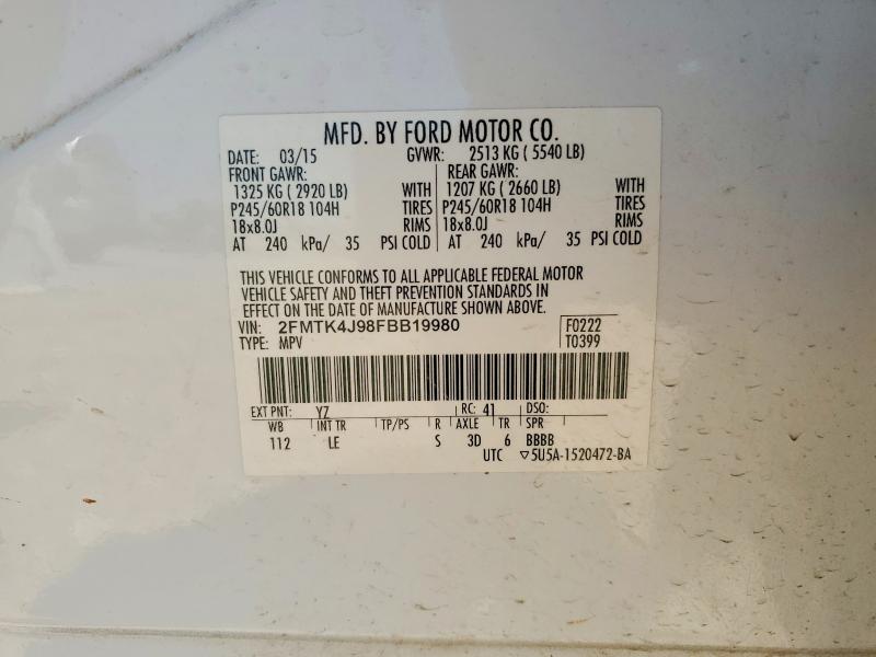 Aukcja sprzedaży 2015 Ford Edge, vin: 2FMTK4J98FBB19980, numer aukcji: 53824856