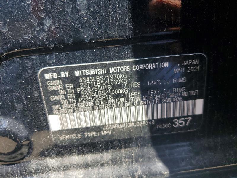 55096156 :رقم المزاد ، JA4ARUAU3MU026748 vin ، 2021 Mitsubishi Outlander Sport مزاد بيع