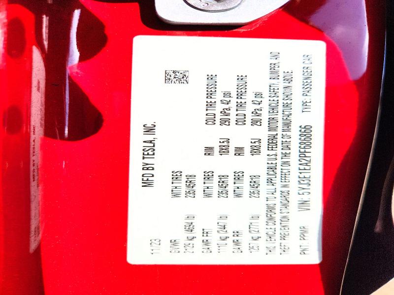 Продажа на аукционе авто 2023 Tesla Model 3, vin: 5YJ3E1EA2PF686866, номер лота: 52695226