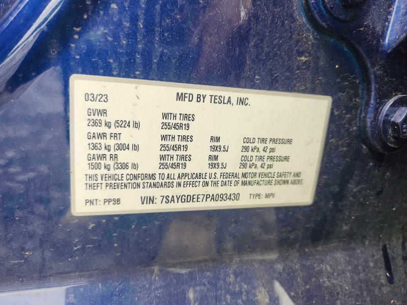 53426746 :رقم المزاد ، 7SAYGDEE7PA093430 vin ، 2023 Tesla Model Y مزاد بيع
