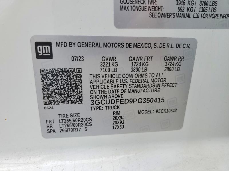 Aukcja sprzedaży 2023 Chevrolet Silverado, vin: 3GCUDFED9PG350415, numer aukcji: 52544246