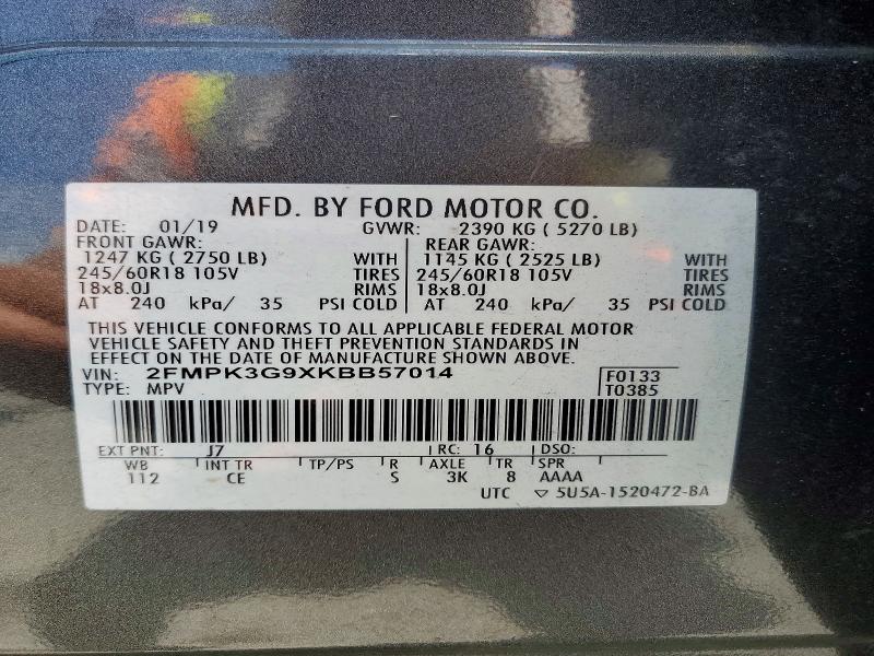 Aukcja sprzedaży 2019 Ford Edge 4d Se, vin: 2FMPK3G9XKBB57014, numer aukcji: 52685776