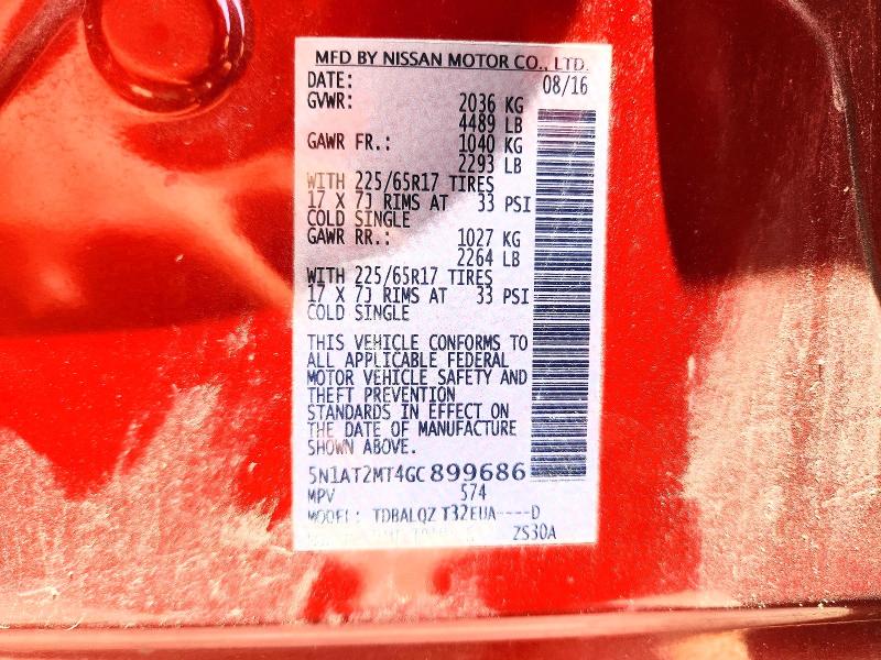 Aukcja sprzedaży 2016 Nissan Rogue, vin: 5N1AT2MT4GC899686, numer aukcji: 53639906