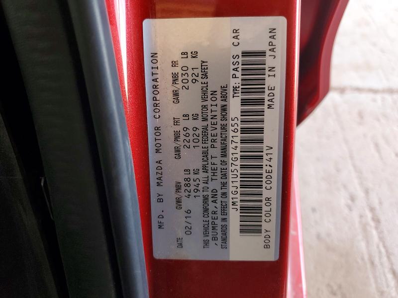2016 Mazda 6 მანქანა იყიდება აუქციონზე, vin: JM1GJ1U57G1471655, აუქციონის ნომერი: 54345736