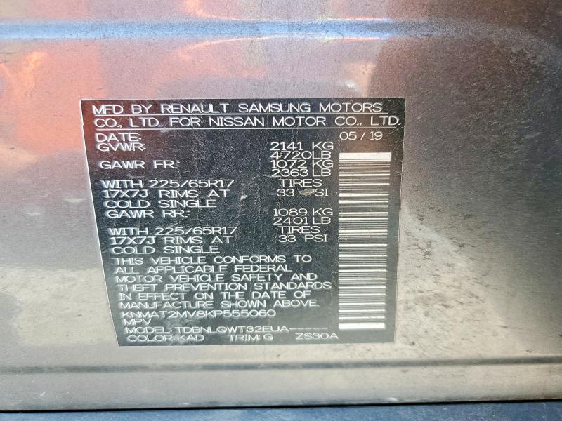 Aukcja sprzedaży 2019 Nissan Rogue, vin: KNMAT2MV8KP555060, numer aukcji: 53698226