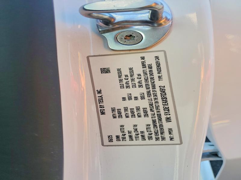 2025 Tesla Model 3 მანქანა იყიდება აუქციონზე, vin: 5YJ3E1EAXSF034912, აუქციონის ნომერი: 54273526