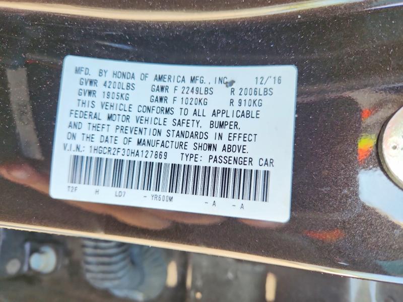 Aukcja sprzedaży 2017 Honda Accord, vin: 1HGCR2F30HA127869, numer aukcji: 53088456
