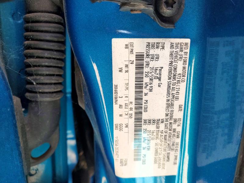 2016 Ford Focus მანქანა იყიდება აუქციონზე, vin: 1FADP3F27GL280859, აუქციონის ნომერი: 54118076