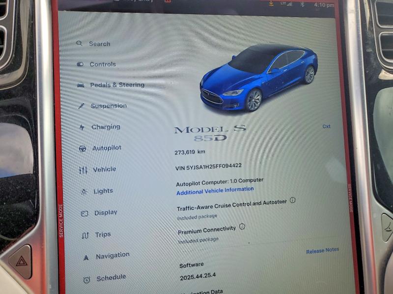 Продажа на аукционе авто 2015 Tesla Model S, vin: 5YJSA1H25FF094422, номер лота: 52321846