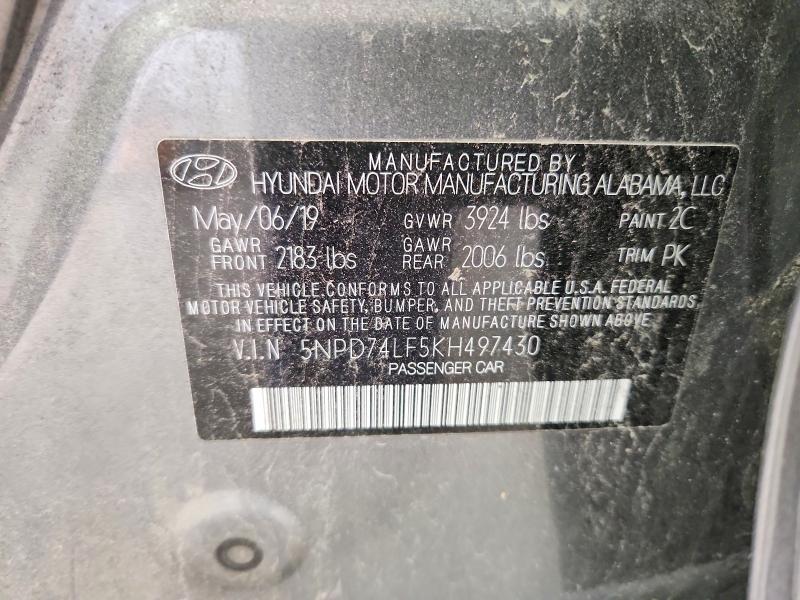 Продажа на аукционе авто 2019 Hyundai Elantra, vin: 5NPD74LF5KH497430, номер лота: 52380546