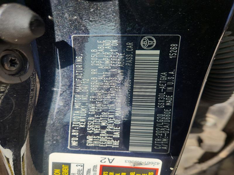 Aukcja sprzedaży 2012 Toyota Avalon Bas, vin: 4T1BK3DB6CU456996, numer aukcji: 52311836