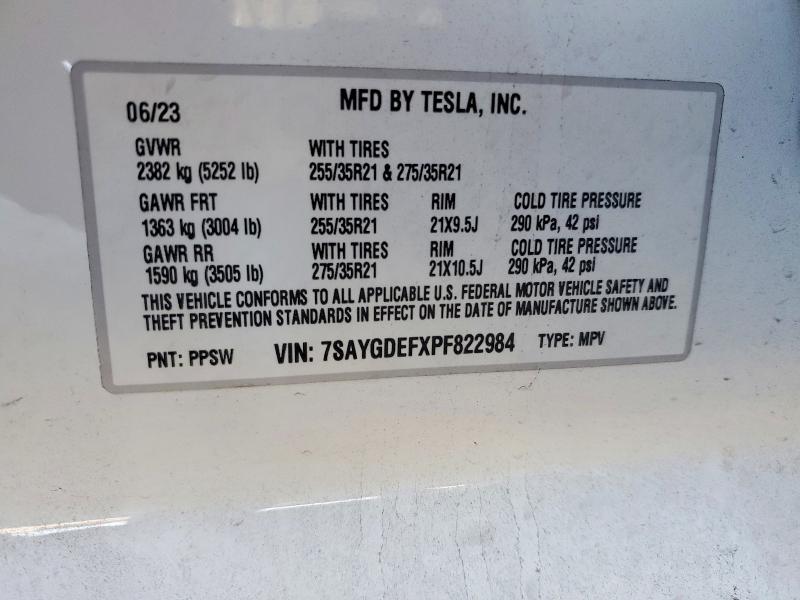 2023 Tesla Model Y მანქანა იყიდება აუქციონზე, vin: 7SAYGDEFXPF822984, აუქციონის ნომერი: 52852986