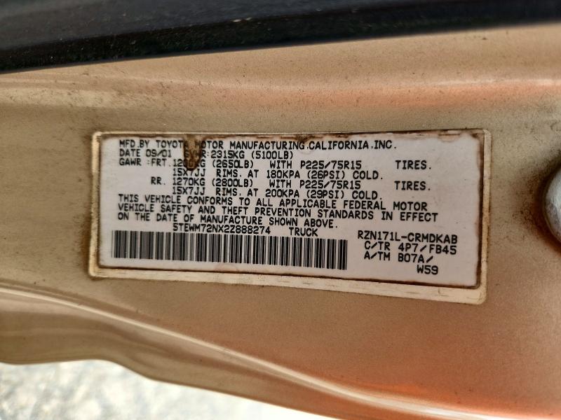 Aukcja sprzedaży 2002 Toyota Tacoma, vin: 5TEWM72NX2Z888274, numer aukcji: 52778966