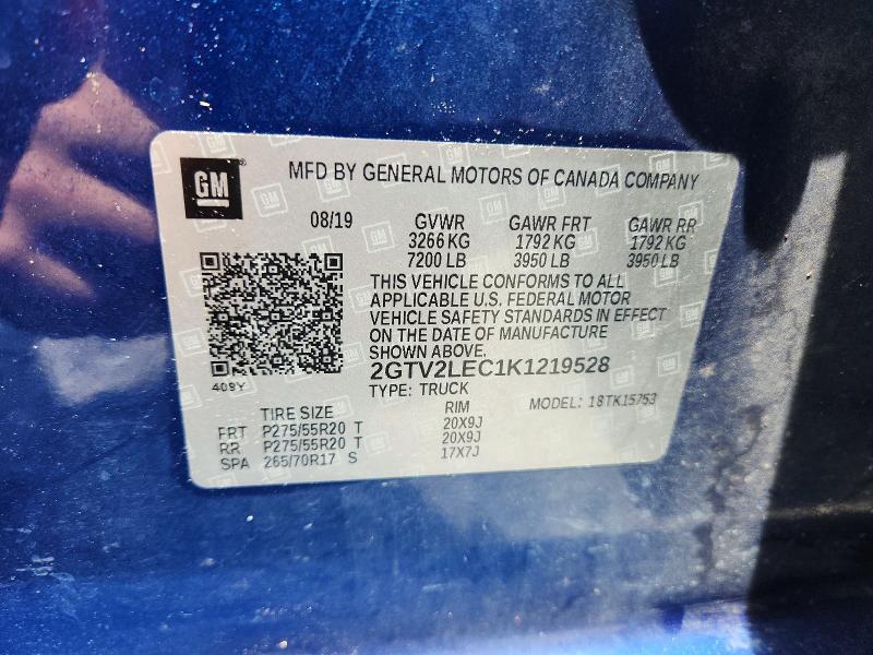 Продаж на аукціоні авто 2019 Gmc Sierra Limited, vin: 2GTV2LEC1K1219528, номер лоту: 52491246