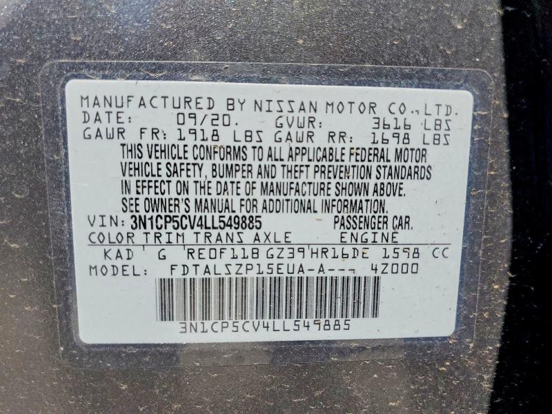 Aukcja sprzedaży 2020 Nissan Kicks, vin: 3N1CP5CV4LL549885, numer aukcji: 53122946