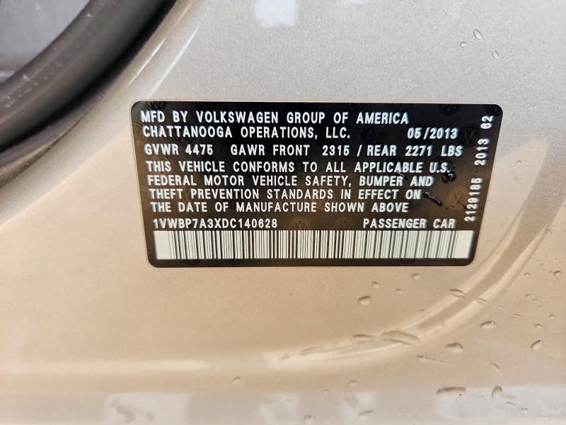Aukcja sprzedaży 2013 Volkswagen Passat, vin: 1VWBP7A3XDC140628, numer aukcji: 54608776