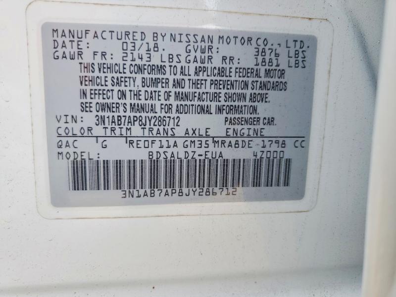 Aukcja sprzedaży 2018 Nissan Sentra, vin: 3N1AB7AP8JY286712, numer aukcji: 53951476