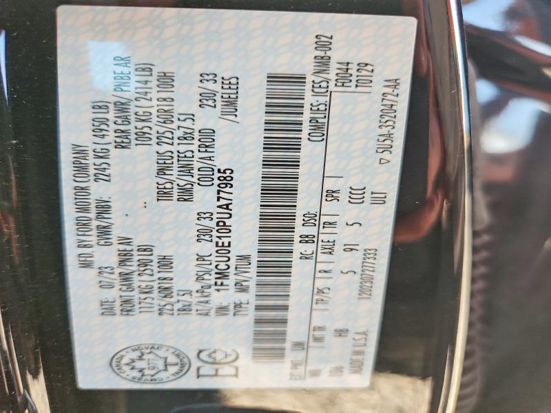 2023 Ford Escape მანქანა იყიდება აუქციონზე, vin: 1FMCU0E10PUA77985, აუქციონის ნომერი: 54236346