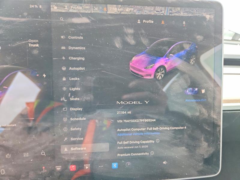 Продаж на аукціоні авто 2023 Tesla Model Y, vin: 7SAYGDED7PF965244, номер лоту: 53905946