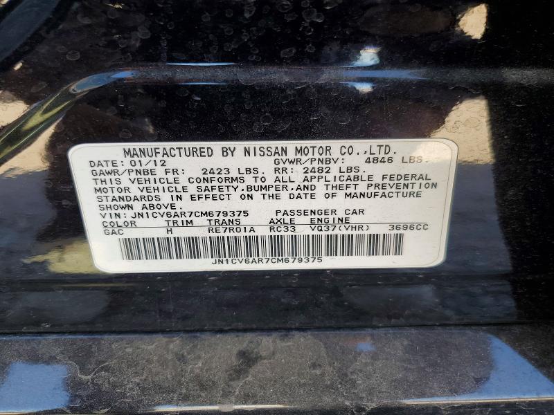 Auction sale of the 2012 Infiniti G37 Sedan, vin: JN1CV6AR7CM679375, lot number: 53630936
