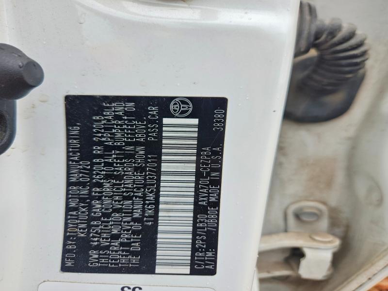 54460056 :رقم المزاد ، 4T1K61AK5LU377011 vin ، 2020 Toyota Camry مزاد بيع
