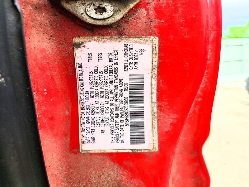 2002 Toyota Tacoma მანქანა იყიდება აუქციონზე, vin: 5TEWM72N02Z059858, აუქციონის ნომერი: 54112146