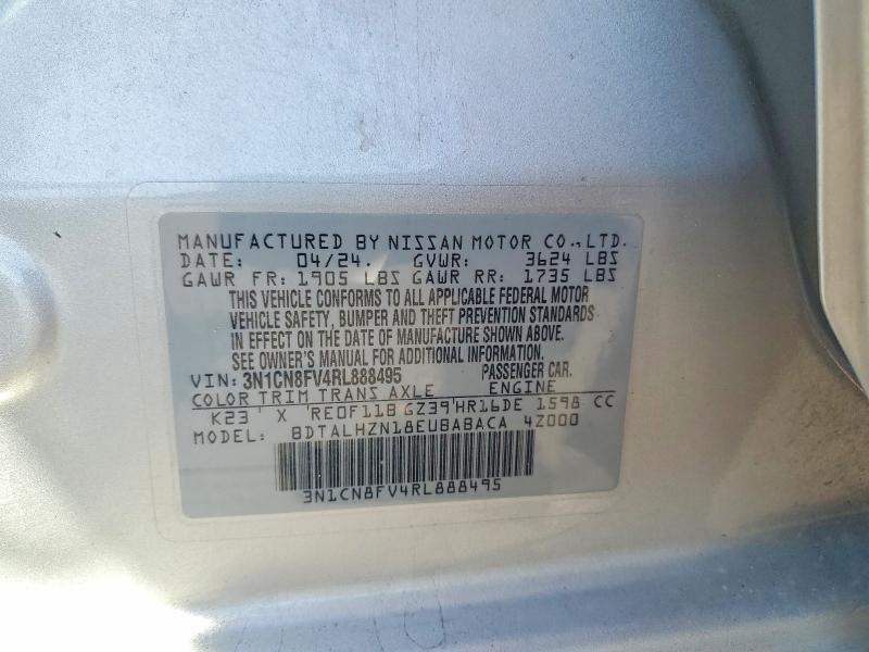 Aukcja sprzedaży 2024 Nissan Versa, vin: 3N1CN8FV4RL888495, numer aukcji: 52764056
