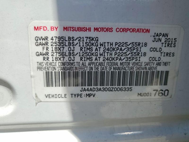 Продаж на аукціоні авто 2016 Mitsubishi Outlander, vin: JA4AD3A30GZ006335, номер лоту: 53082366