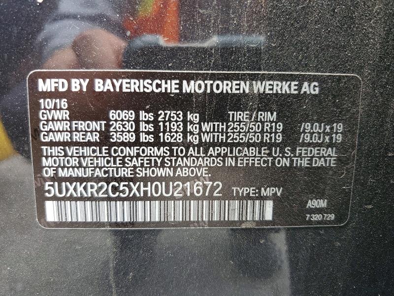 53658656 :رقم المزاد ، 5UXKR2C5XH0U21672 vin ، 2017 Bmw X5 مزاد بيع