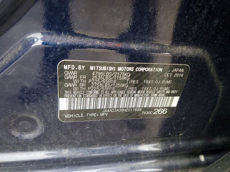 Продаж на аукціоні авто 2017 Mitsubishi Outlander, vin: JA4AD3A36HZ011699, номер лоту: 52591286