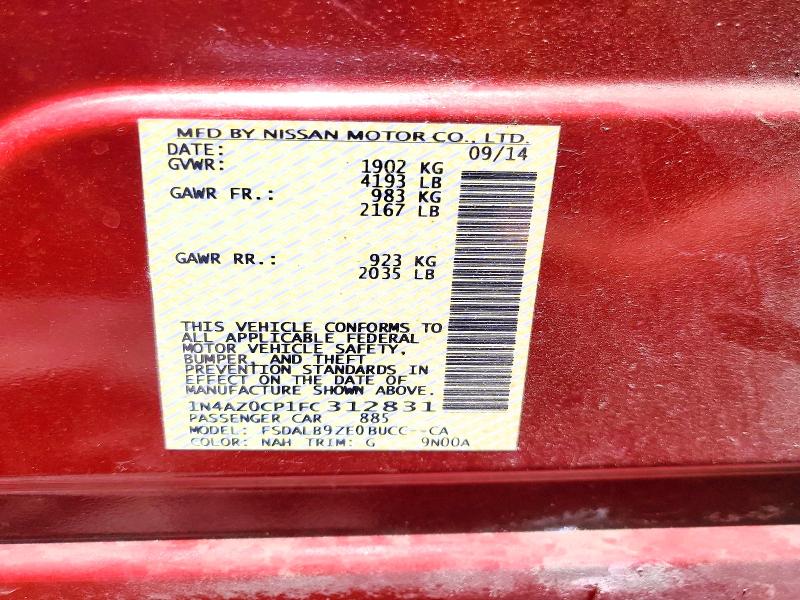 Aukcja sprzedaży 2015 Nissan Leaf, vin: 1N4AZ0CP1FC312831, numer aukcji: 54506746