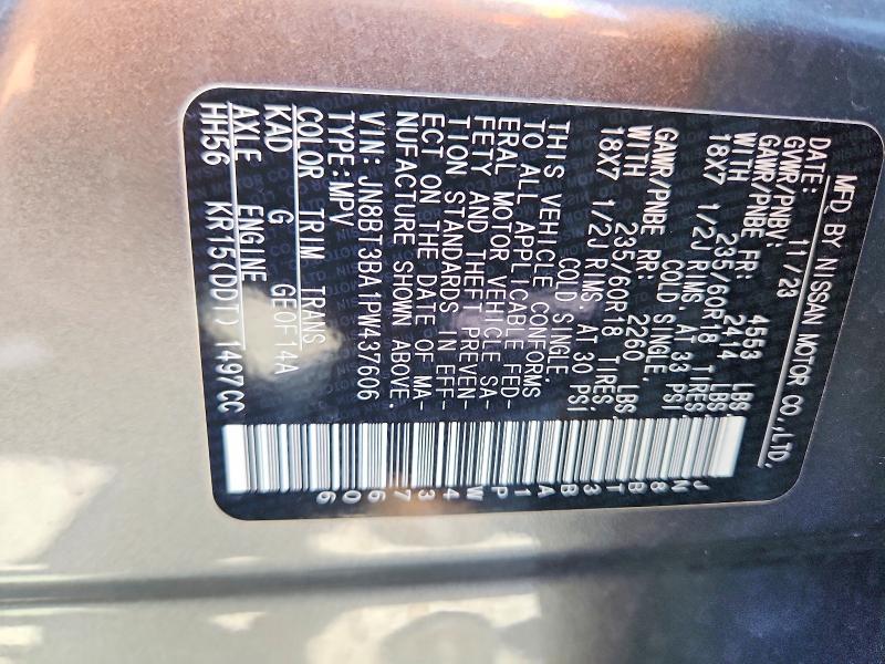2023 Nissan Rogue მანქანა იყიდება აუქციონზე, vin: JN8BT3BA1PW437606, აუქციონის ნომერი: 54804256