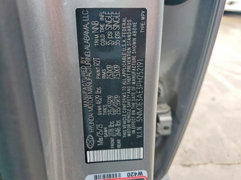 Aukcja sprzedaży 2023 Hyundai Tucson, vin: 5NMJE3AE3PH252191, numer aukcji: 52061646