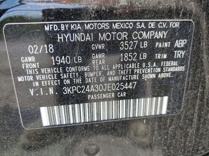 Aukcja sprzedaży 2018 Hyundai Accent, vin: 3KPC24A30JE025447, numer aukcji: 52392876