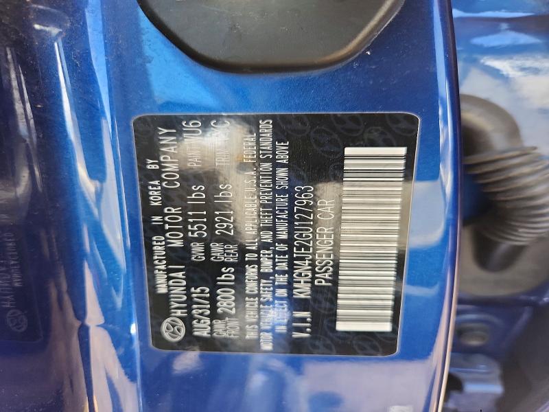 52560206 :رقم المزاد ، KMHGN4JE2GU127963 vin ، 2016 Hyundai Gens 3.8l/4.6l مزاد بيع