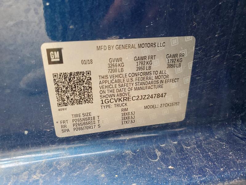 Продажа на аукционе авто 2018 Chevrolet Silverado, vin: 1GCVKREC2JZ247847, номер лота: 52966036