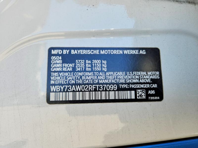 Aukcja sprzedaży 2024 Bmw I4, vin: WBY73AW02RFT37099, numer aukcji: 54217946