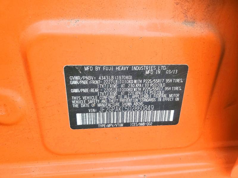 Aukcja sprzedaży 2013 Subaru Xv Crosstrek, vin: JF2GPAKC5D2860849, numer aukcji: 54006776