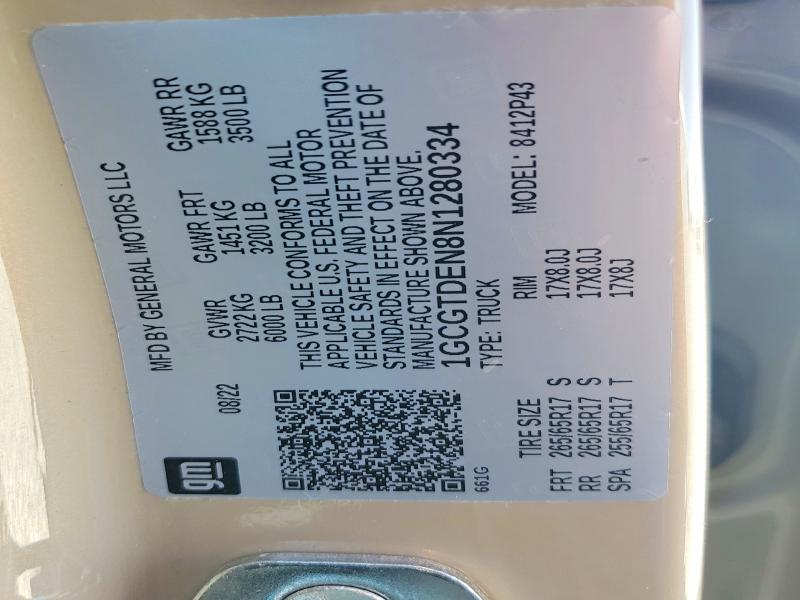 Продаж на аукціоні авто 2022 Chevrolet Colorado, vin: 1GCGTDEN8N1280334, номер лоту: 52424626