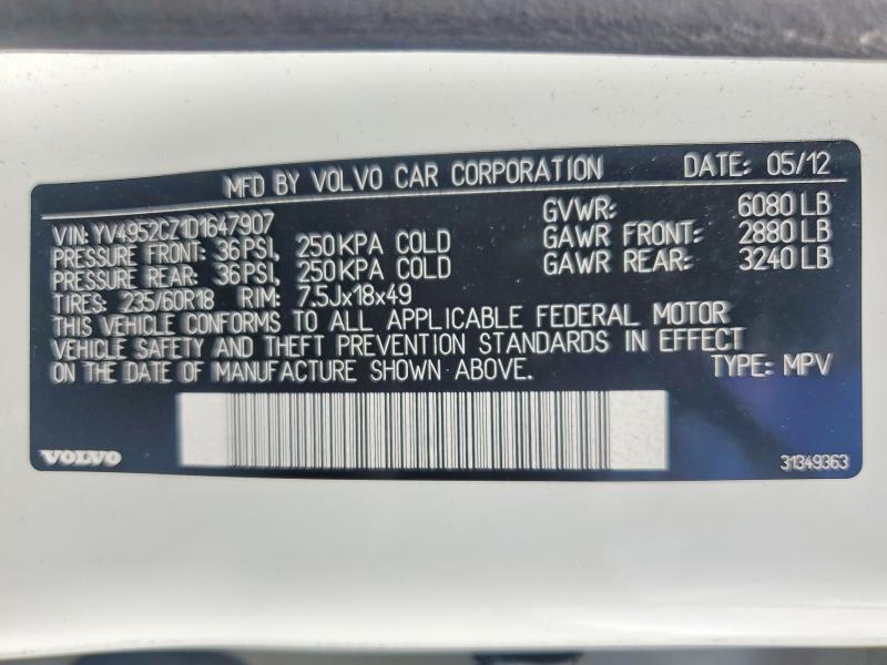Продажа на аукционе авто 2013 Volvo Xc90, vin: YV4952CZ1D1647907, номер лота: 54789986