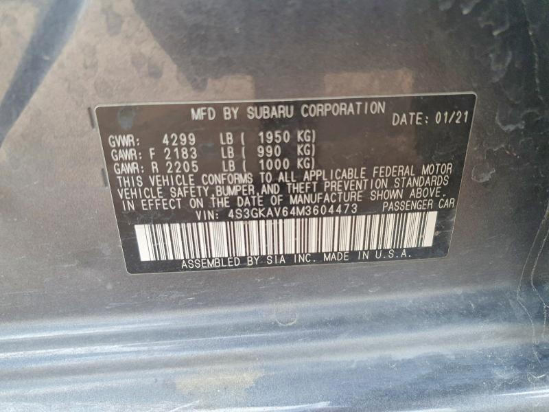 54668386 :رقم المزاد ، 4S3GKAV64M3604473 vin ، 2021 Subaru Impreza مزاد بيع