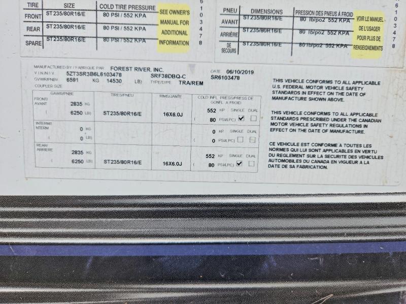 2020 Sabre By Forest Rive Recreational Vehicle (rv) მანქანა იყიდება აუქციონზე, vin: 5ZT3SR3B6L6103478, აუქციონის ნომერი: 54290566