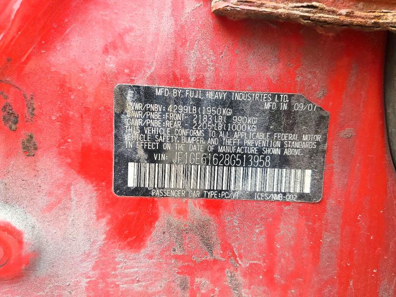2008 Subaru Impreza მანქანა იყიდება აუქციონზე, vin: JF1GE61628G513958, აუქციონის ნომერი: 55215026