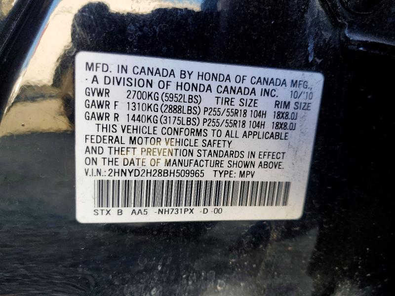 Aukcja sprzedaży 2011 Acura Mdx, vin: 2HNYD2H28BH509965, numer aukcji: 53563426