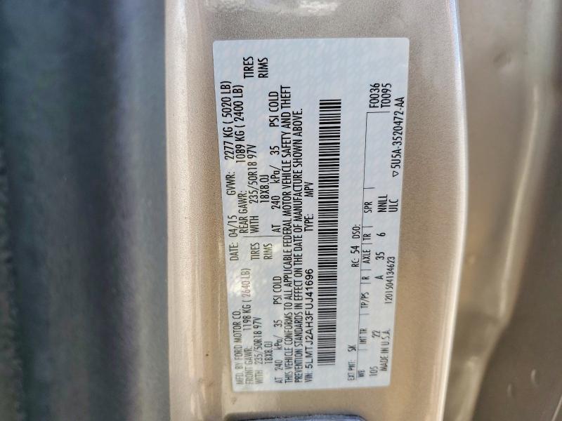 53641926 :رقم المزاد ، 5LMTJ2AH3FUJ41696 vin ، 2015 Lincoln Mkc مزاد بيع